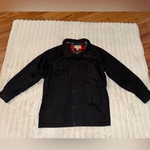 Eddie Bauer vintage black wool plaid lined heavy knit Zip up Parka jacket, XL
